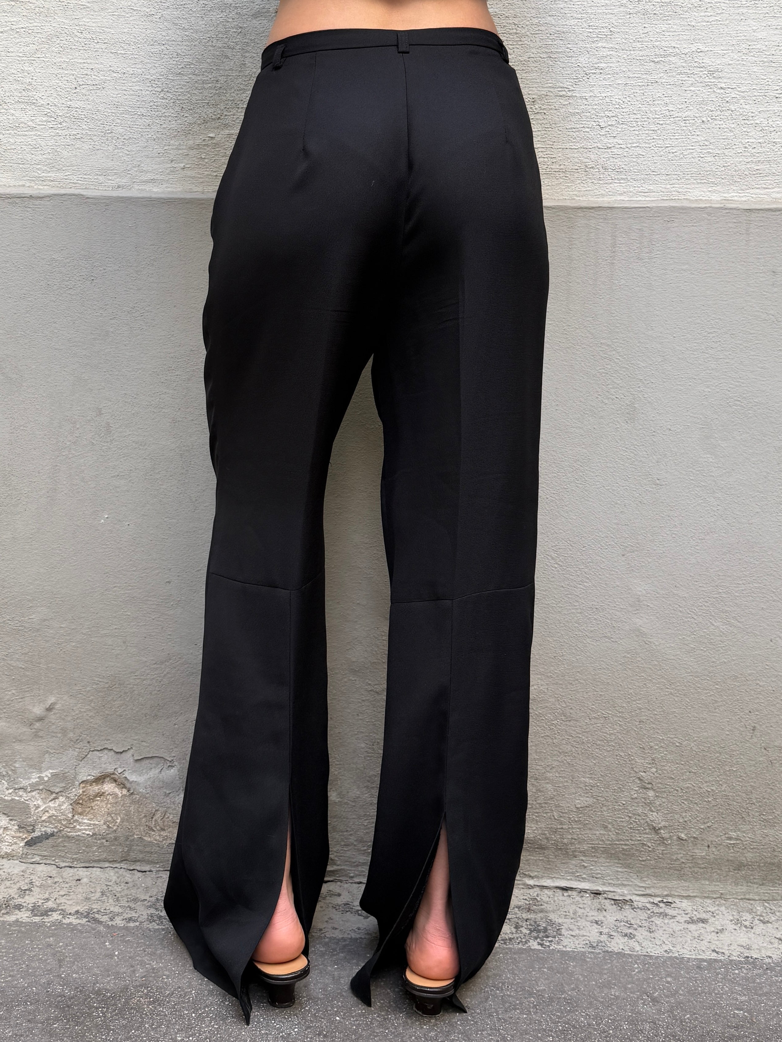 Vintage Black Wide/Straight Slit Leg Trousers M