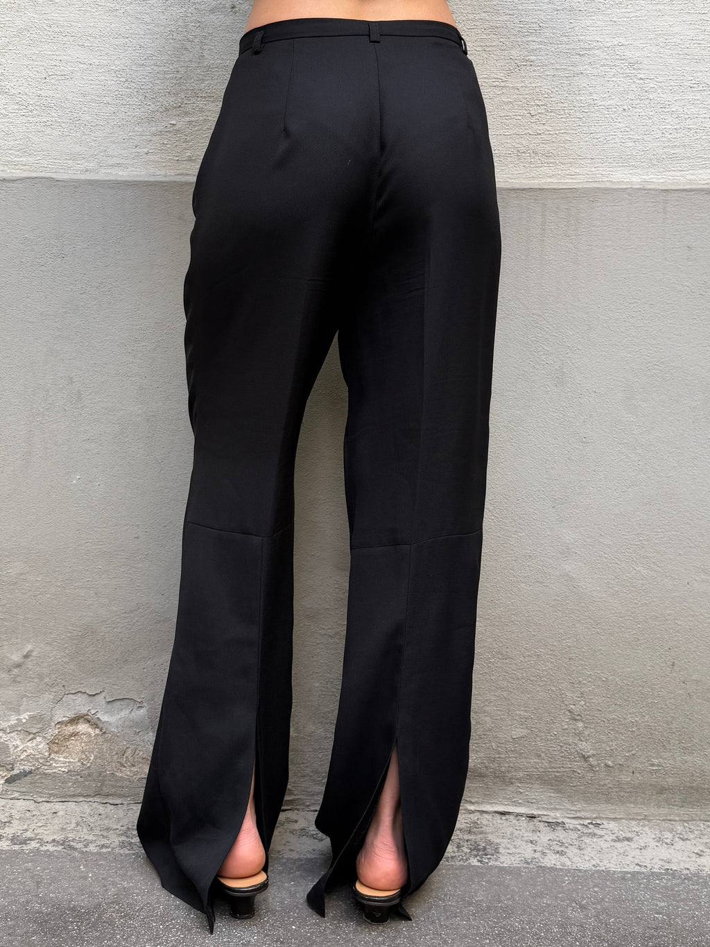 Vintage Black Wide/Straight Slit Leg Trousers M