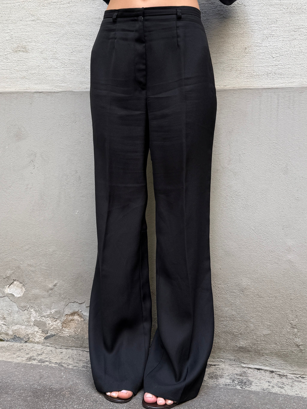 Vintage Black Wide/Straight Slit Leg Trousers M