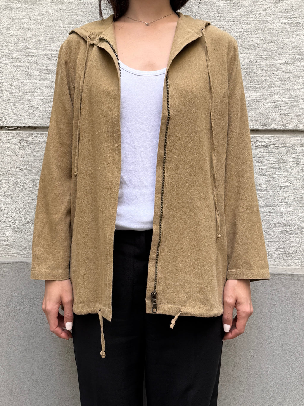 Vintage 100% Silk Zip Up Hoodie M/L