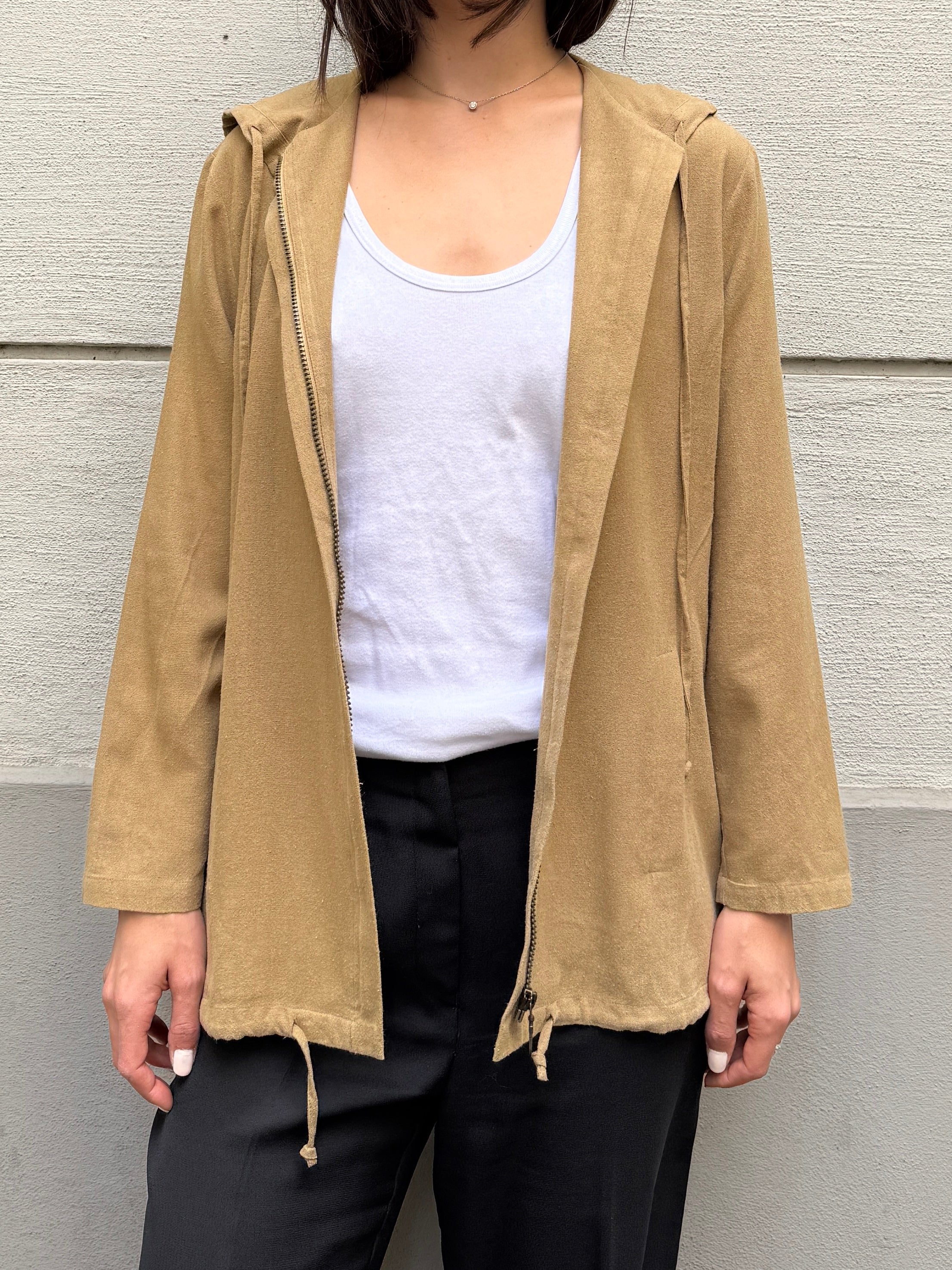 Vintage 100% Silk Zip Up Hoodie M/L