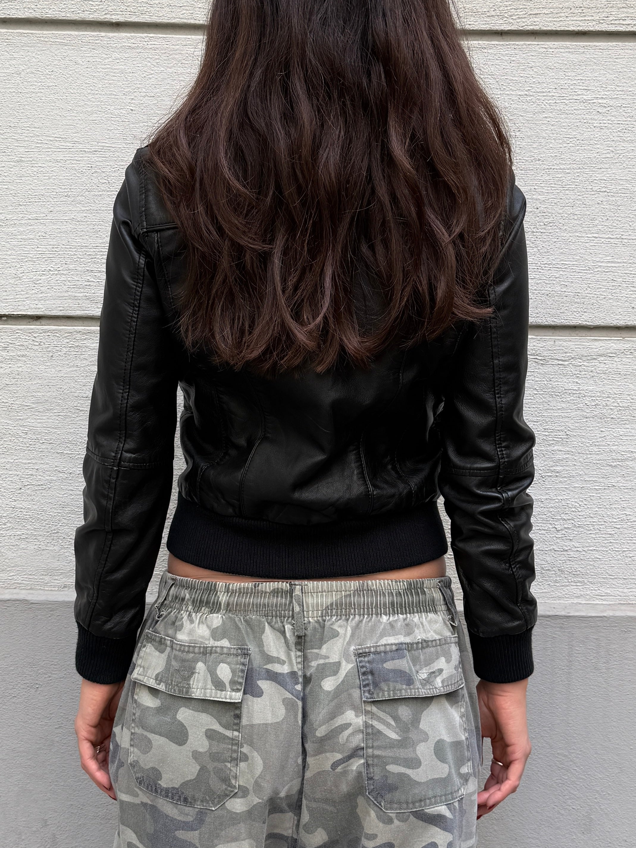 Vintage 100% Genuine Leather High Neck Black Bomber S