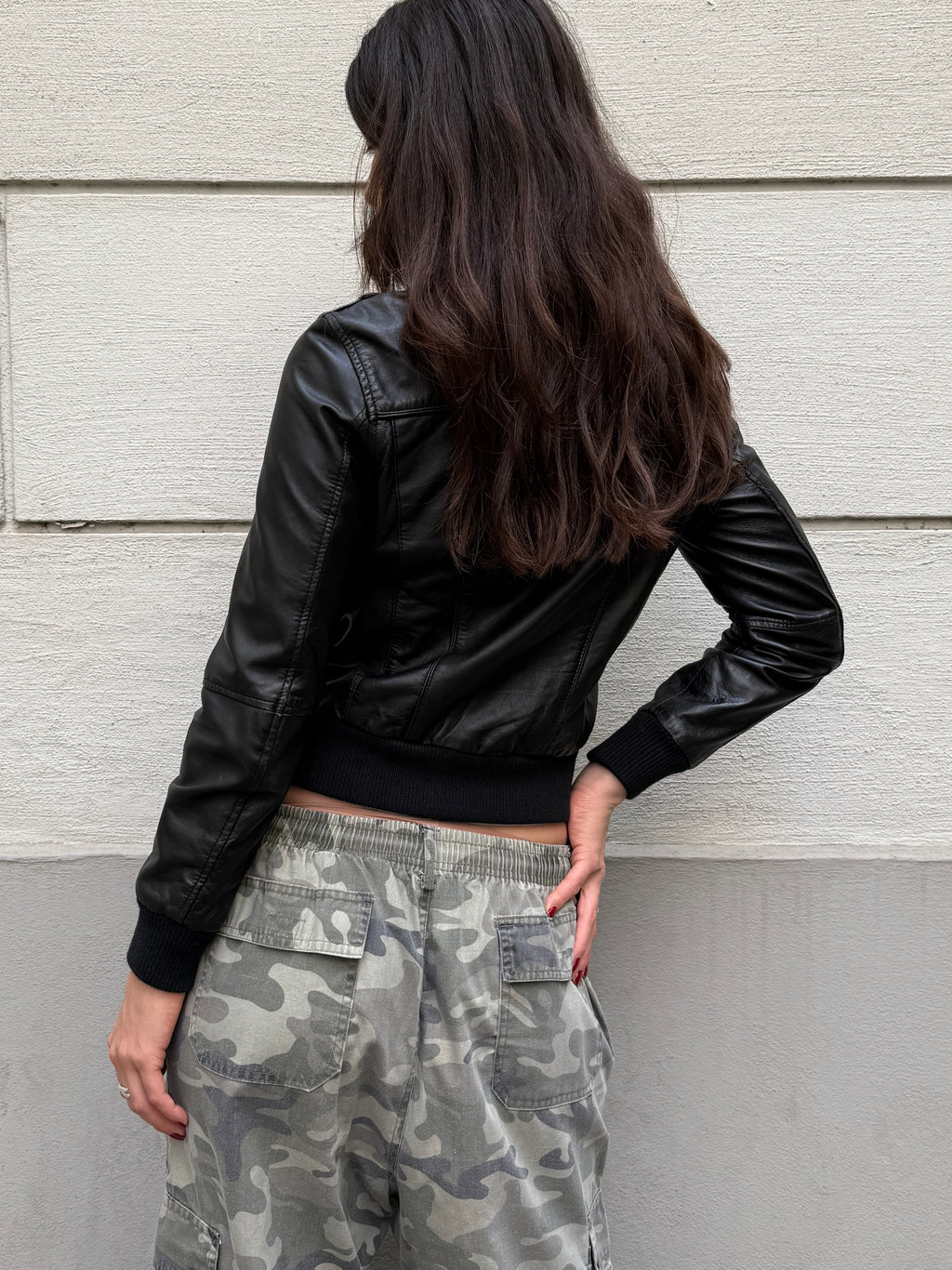 Vintage 100% Genuine Leather High Neck Black Bomber S