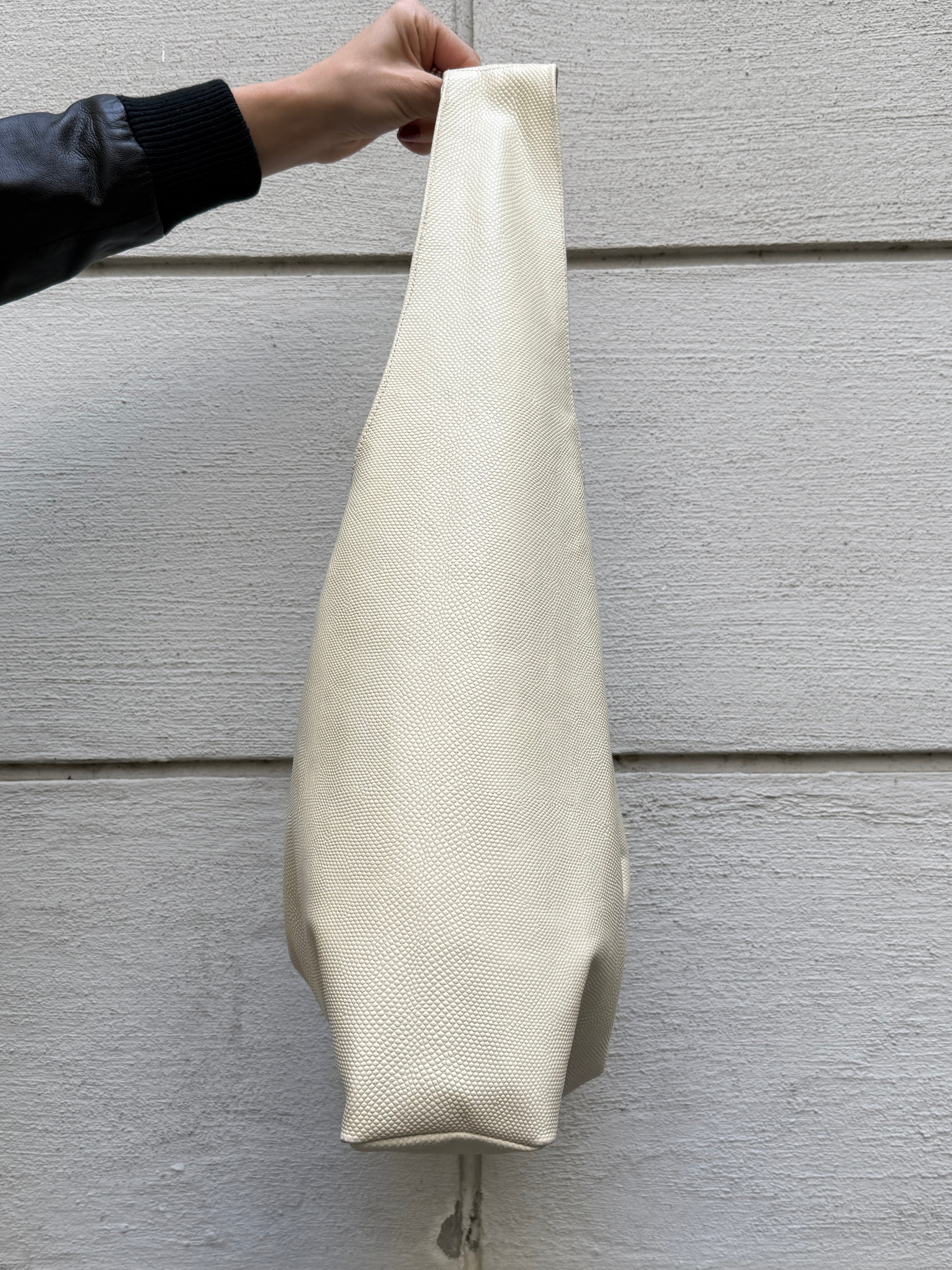 Off-White Cream Embossed 100% Genuine Leather Hobo Bag