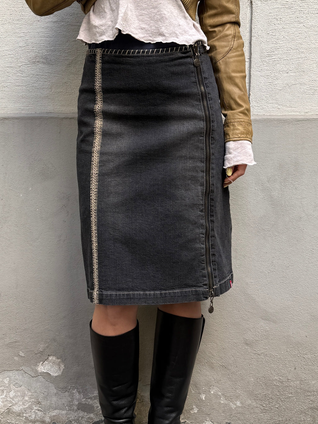 Vintage Y2K Denim Black Skirt S/M
