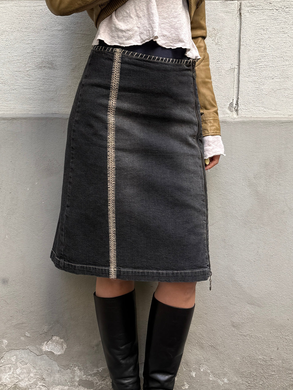 Vintage Y2K Denim Black Skirt S/M