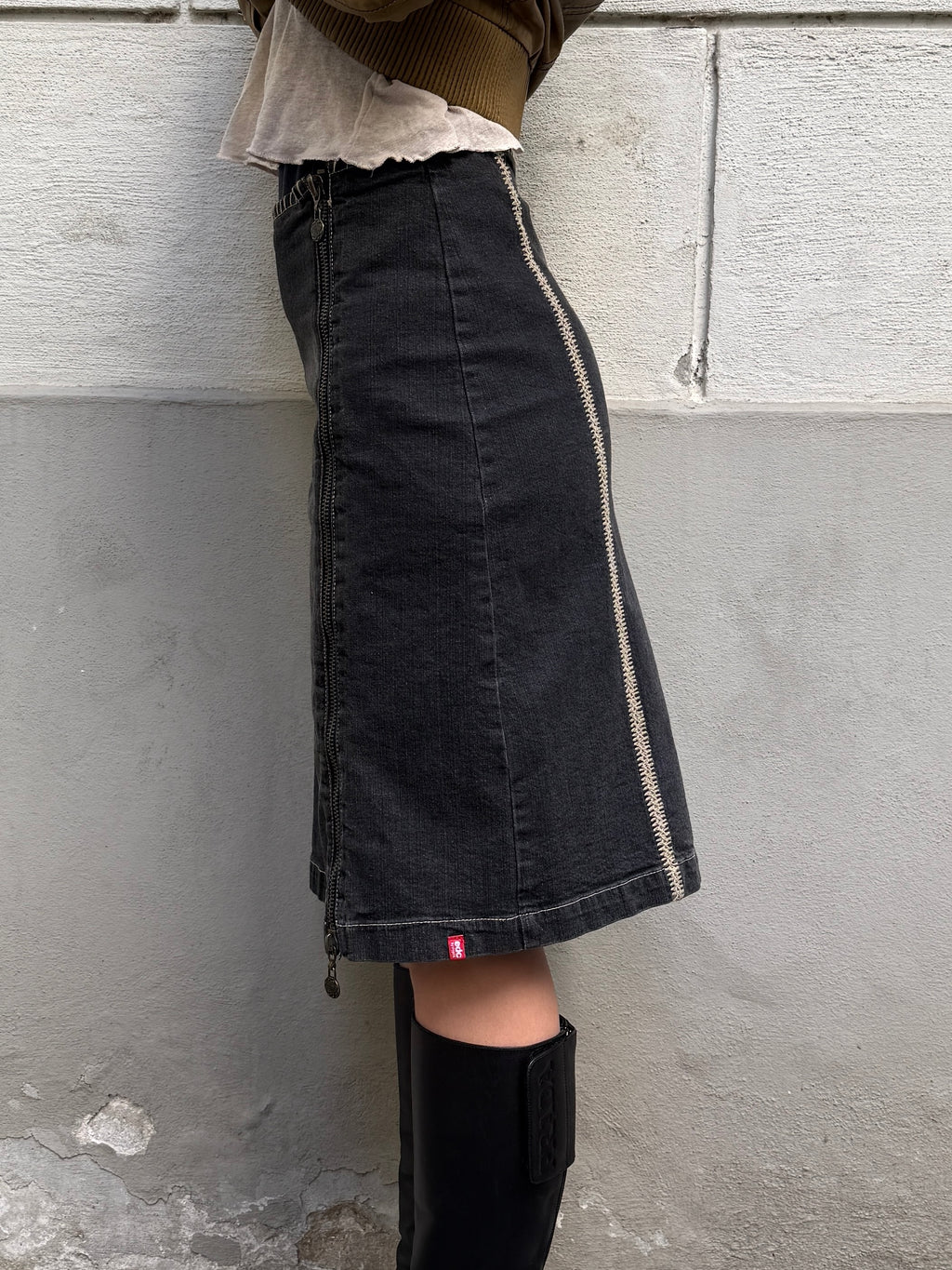 Vintage Y2K Denim Black Skirt S/M