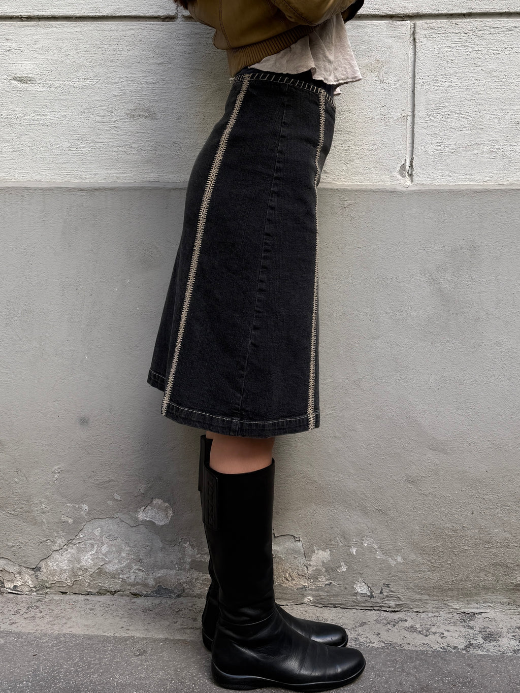 Vintage Y2K Denim Black Skirt S/M