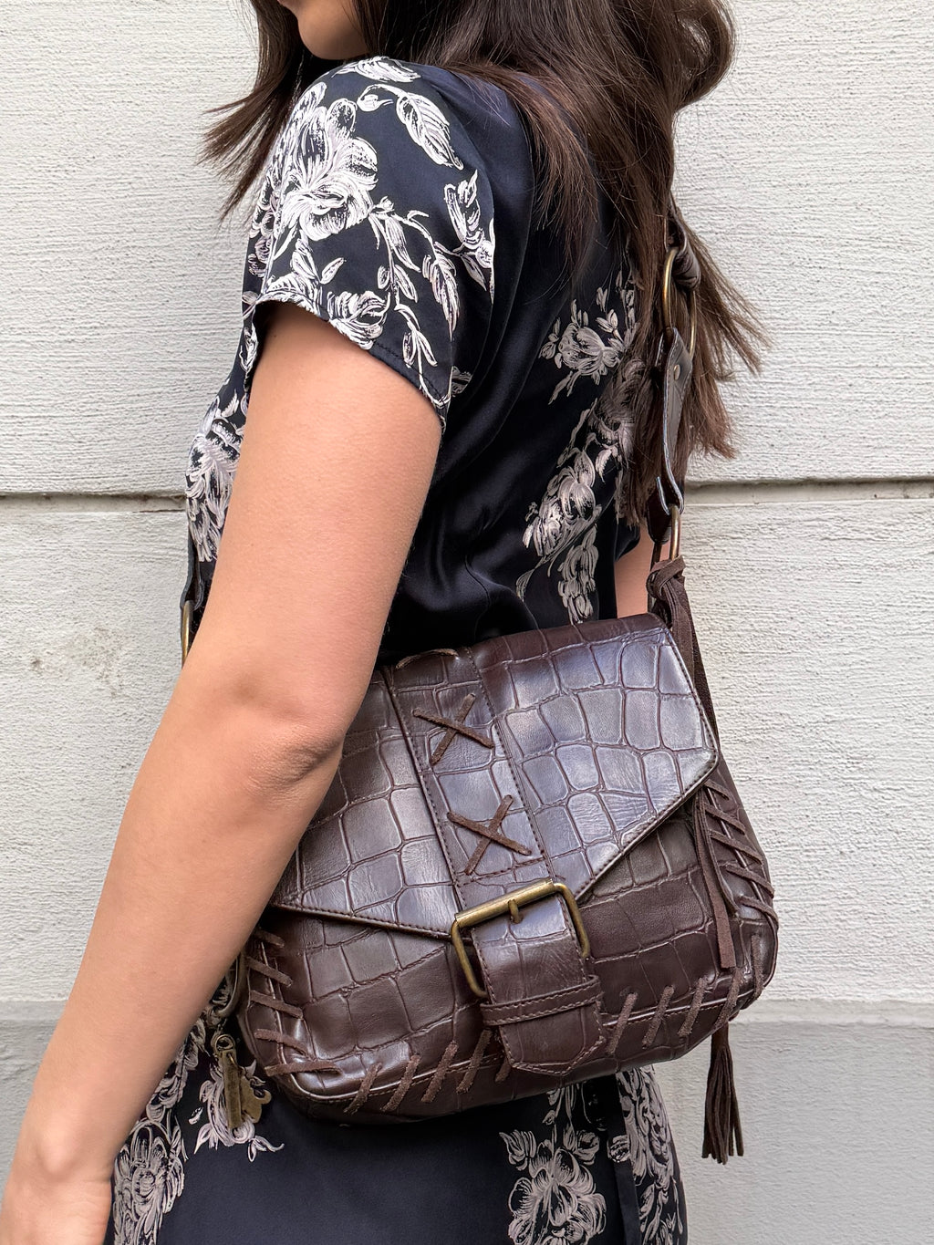 Vintage Y2K Roberto Cavalli Brown 100% Genuine Leather Crossbody Bag