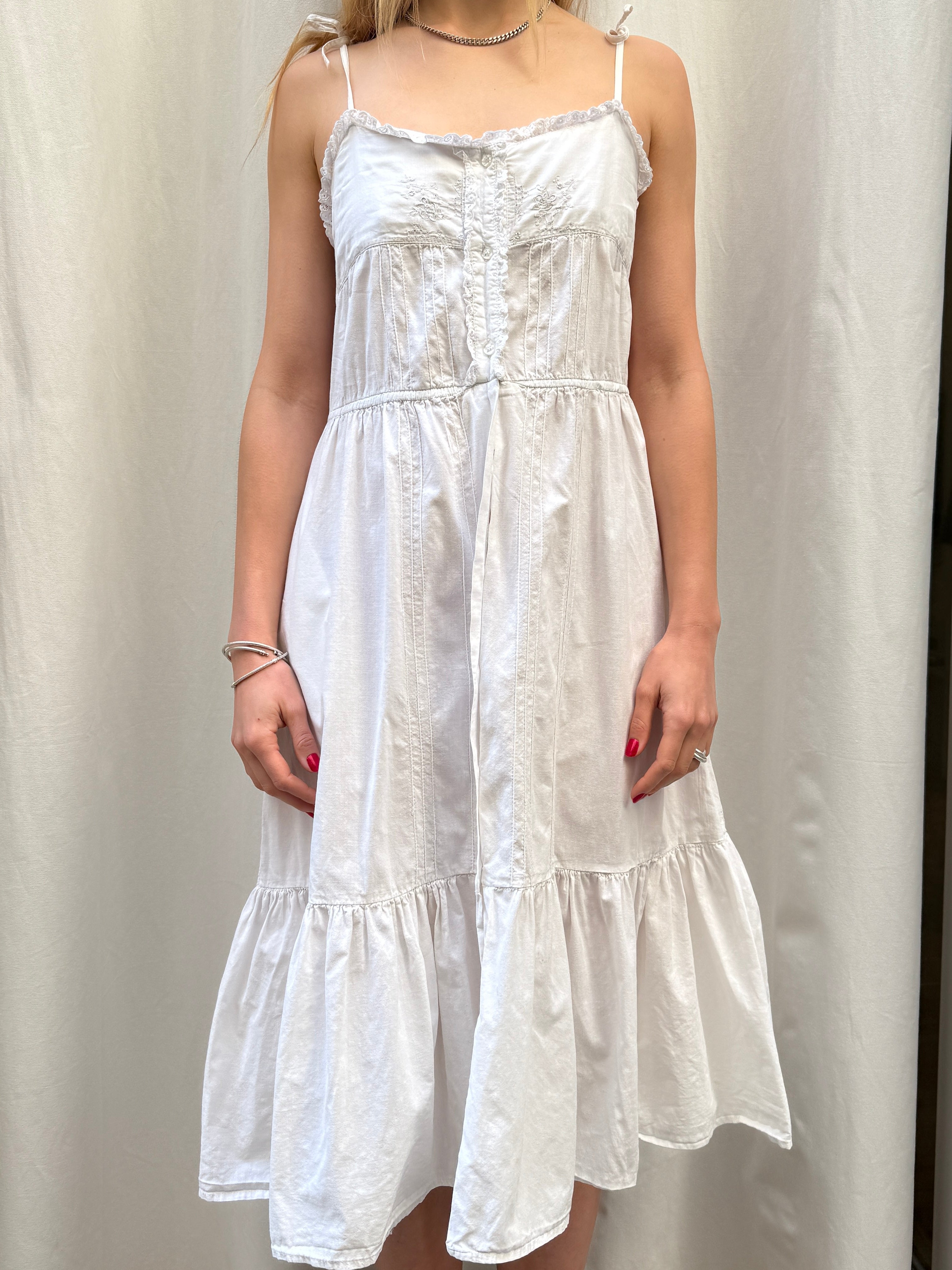 Vintage 100% Cotton White Dress M