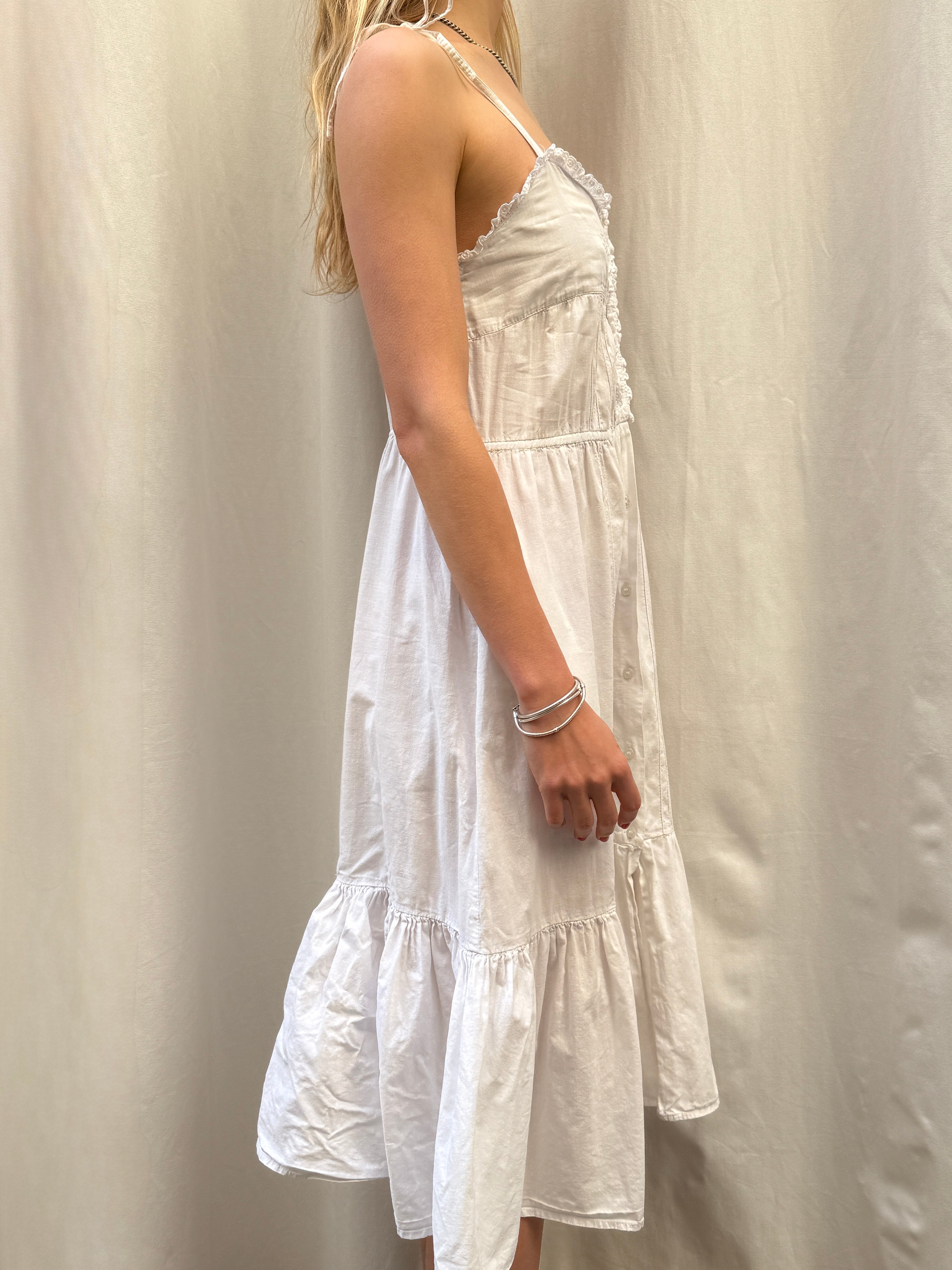 Vintage 100% Cotton White Dress M