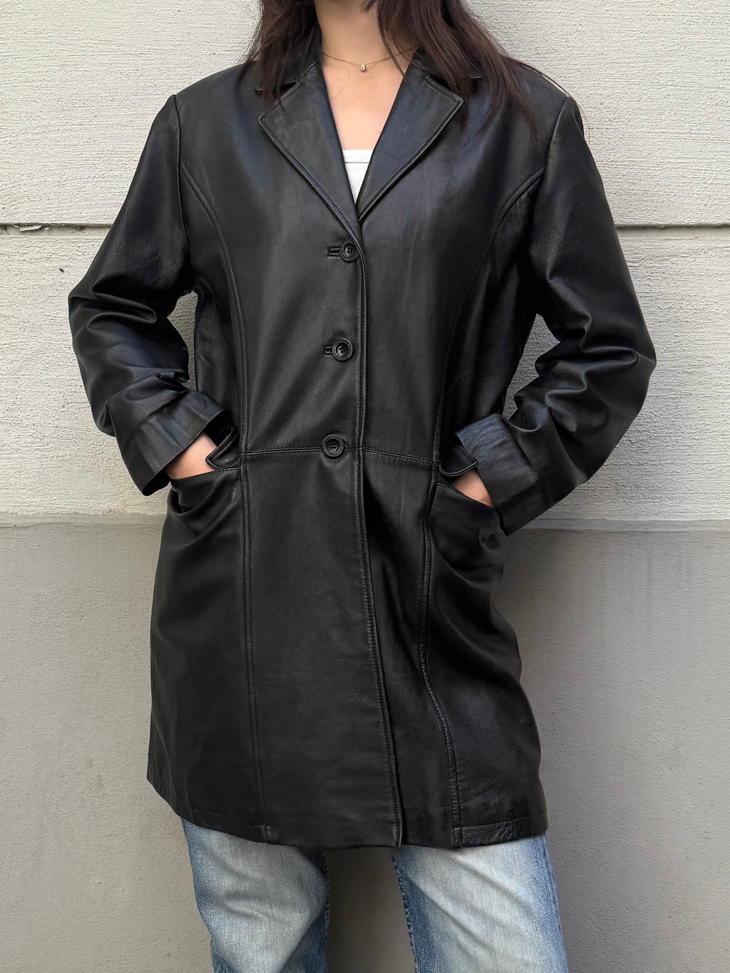 Vintage 100% Genuine Leather Black Jacket L
