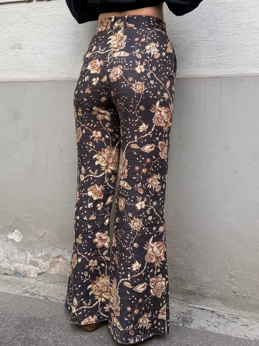 Zimmermann 100% Linen Floral High Waisted Flared Trousers 0/XS