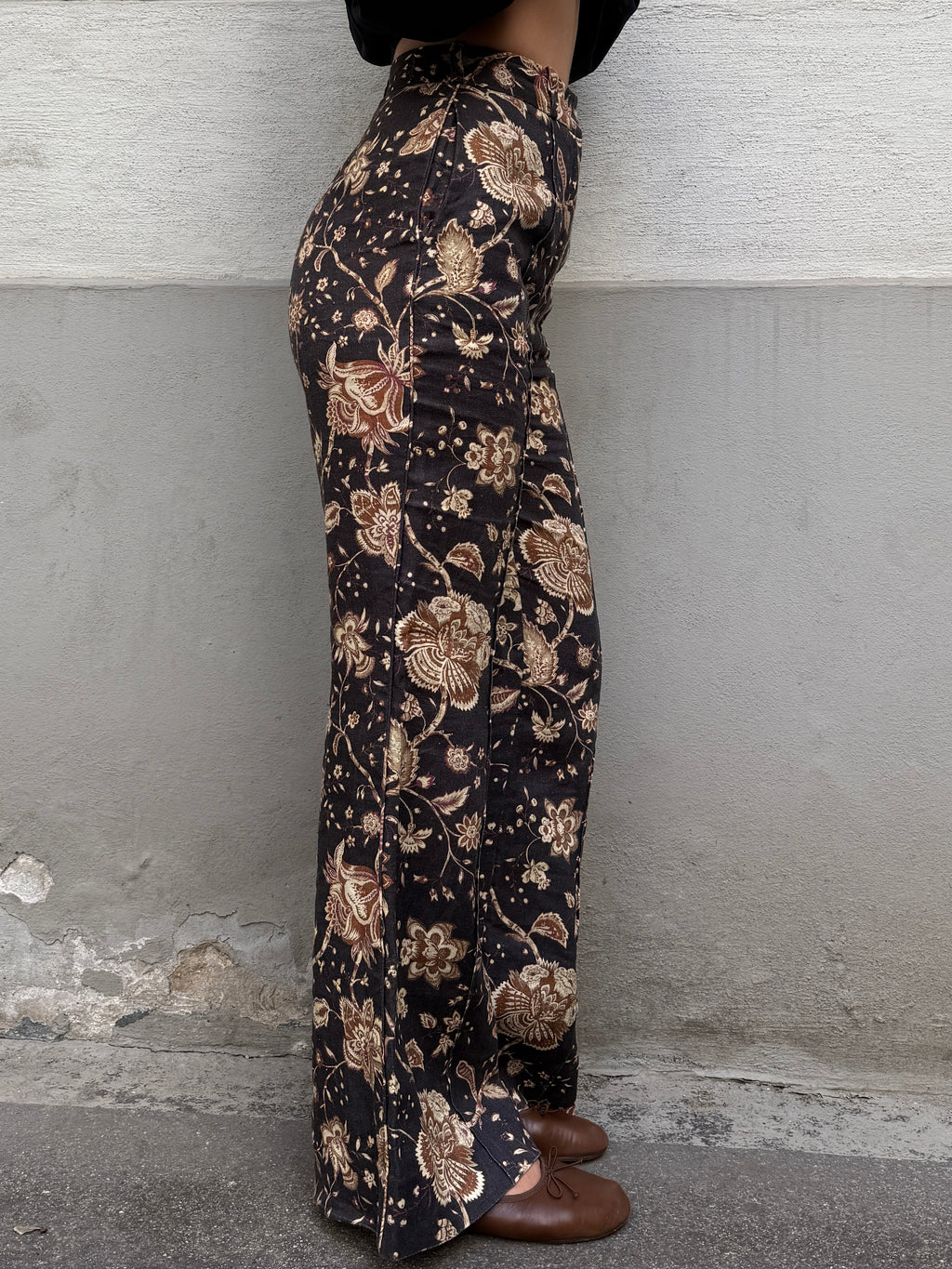Zimmermann 100% Linen Floral High Waisted Flared Trousers 0/XS