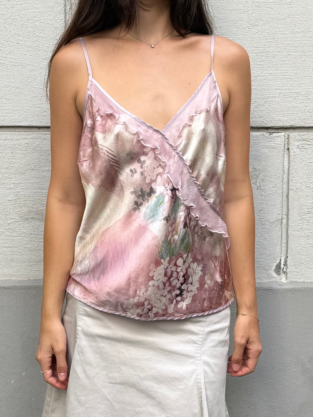 Vintage 100% Silk Pastel Camisole Top L