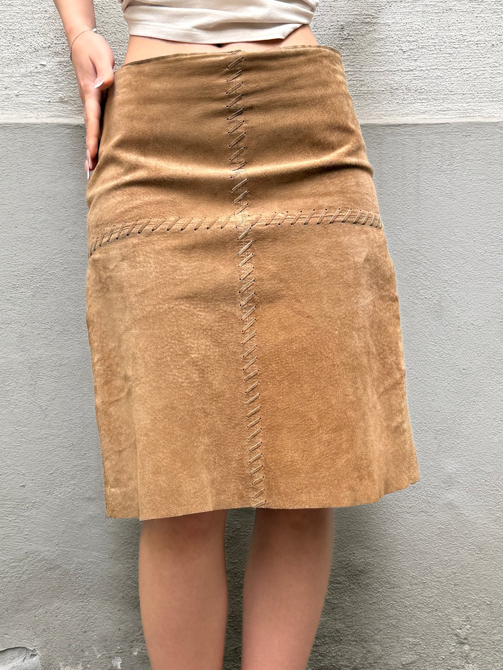Vintage 100% Genuine Suede Skirt XS