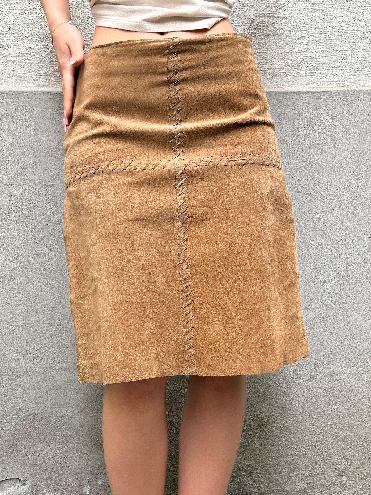 Vintage 100% Genuine Suede Skirt XS
