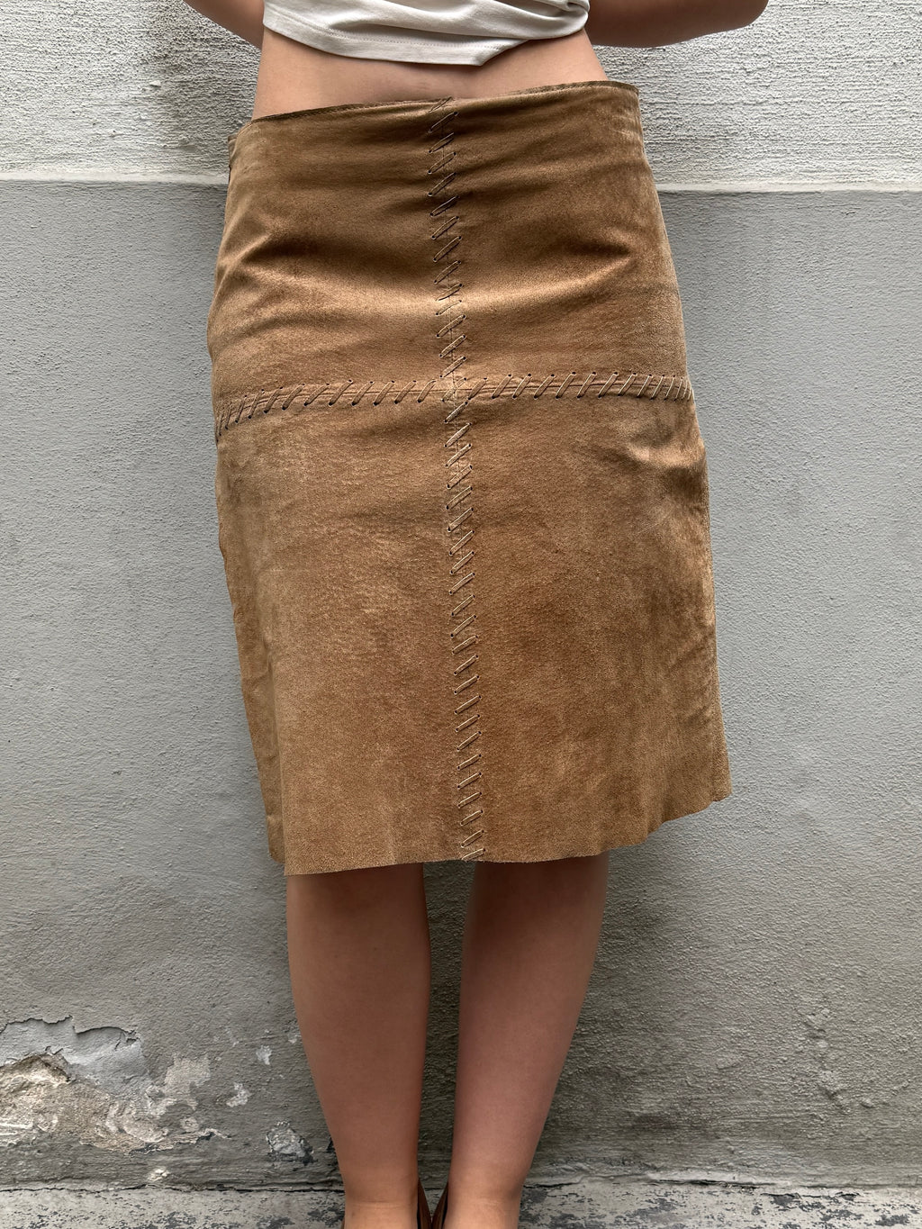 Vintage 100% Genuine Suede Skirt XS