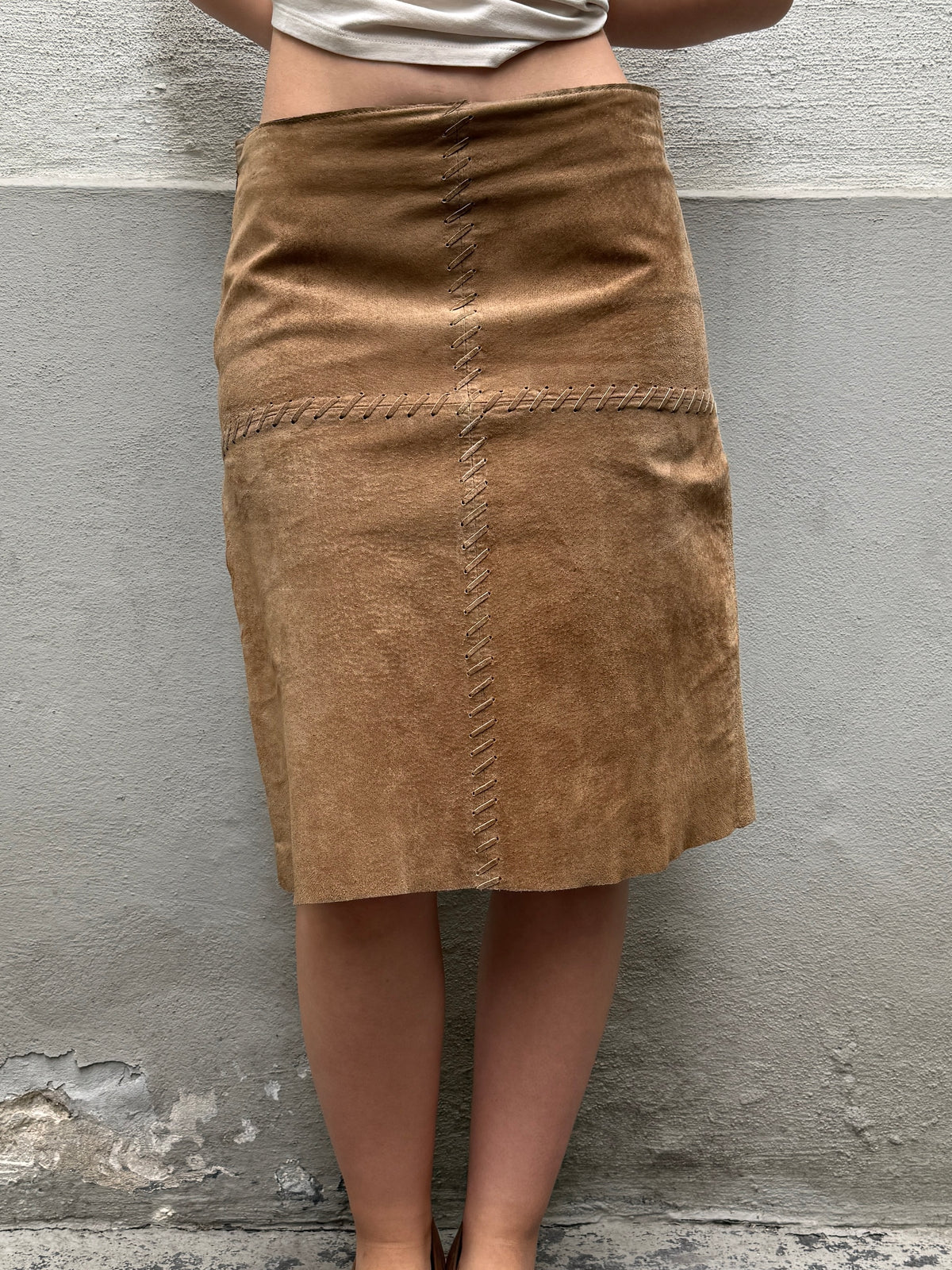 Vintage 100% Genuine Suede Skirt XS