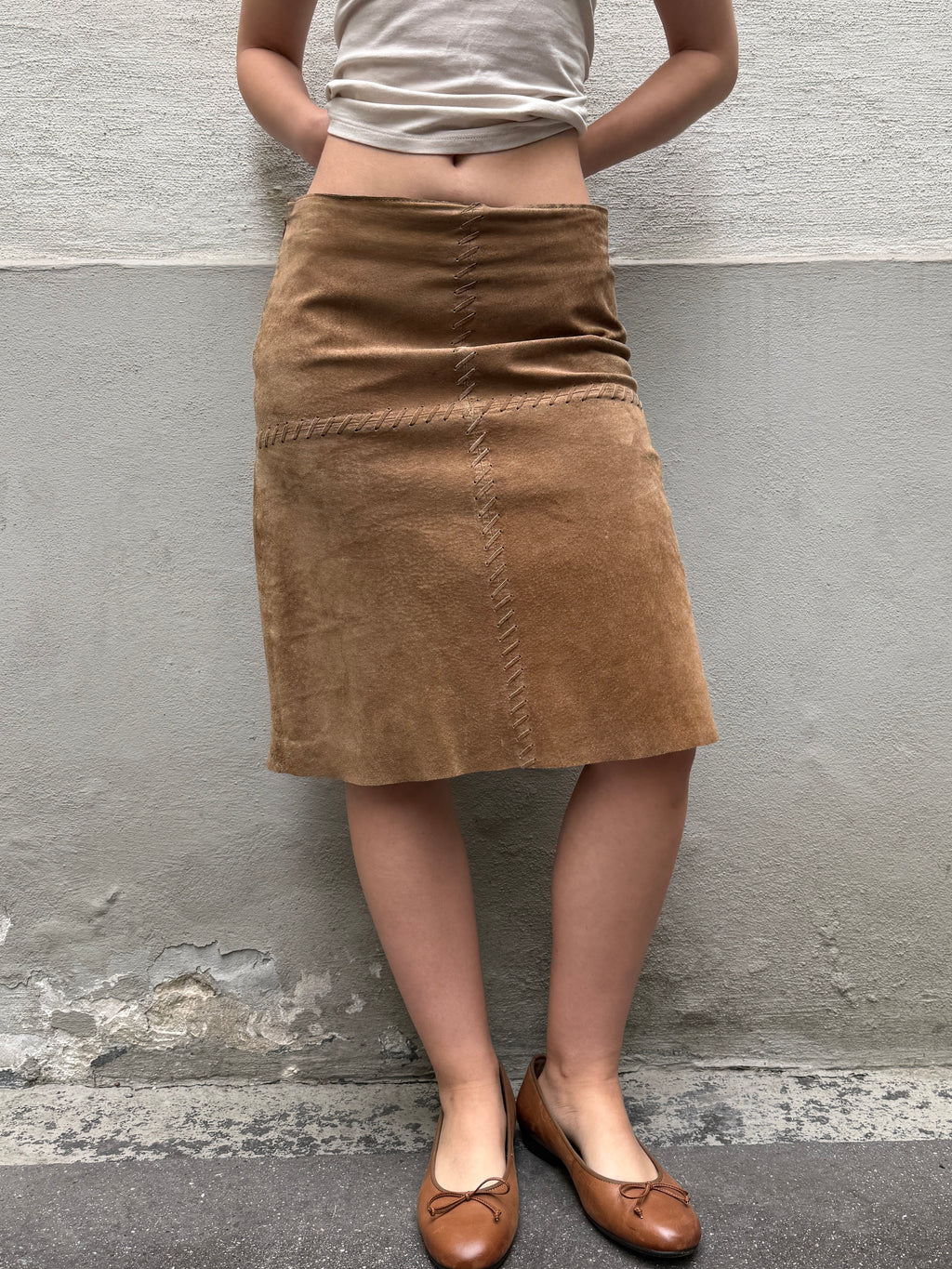 Vintage 100% Genuine Suede Skirt XS
