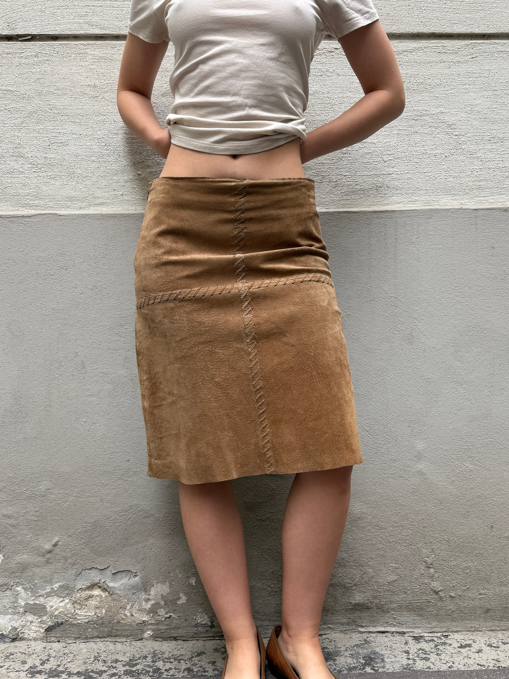 Vintage 100% Genuine Suede Skirt XS