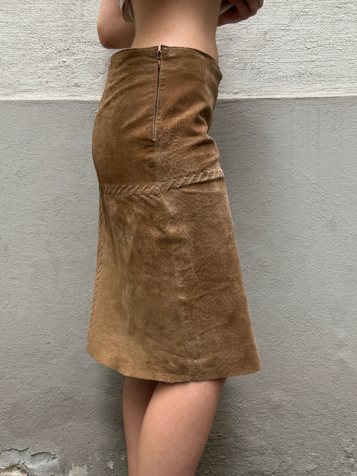 Vintage 100% Genuine Suede Skirt XS