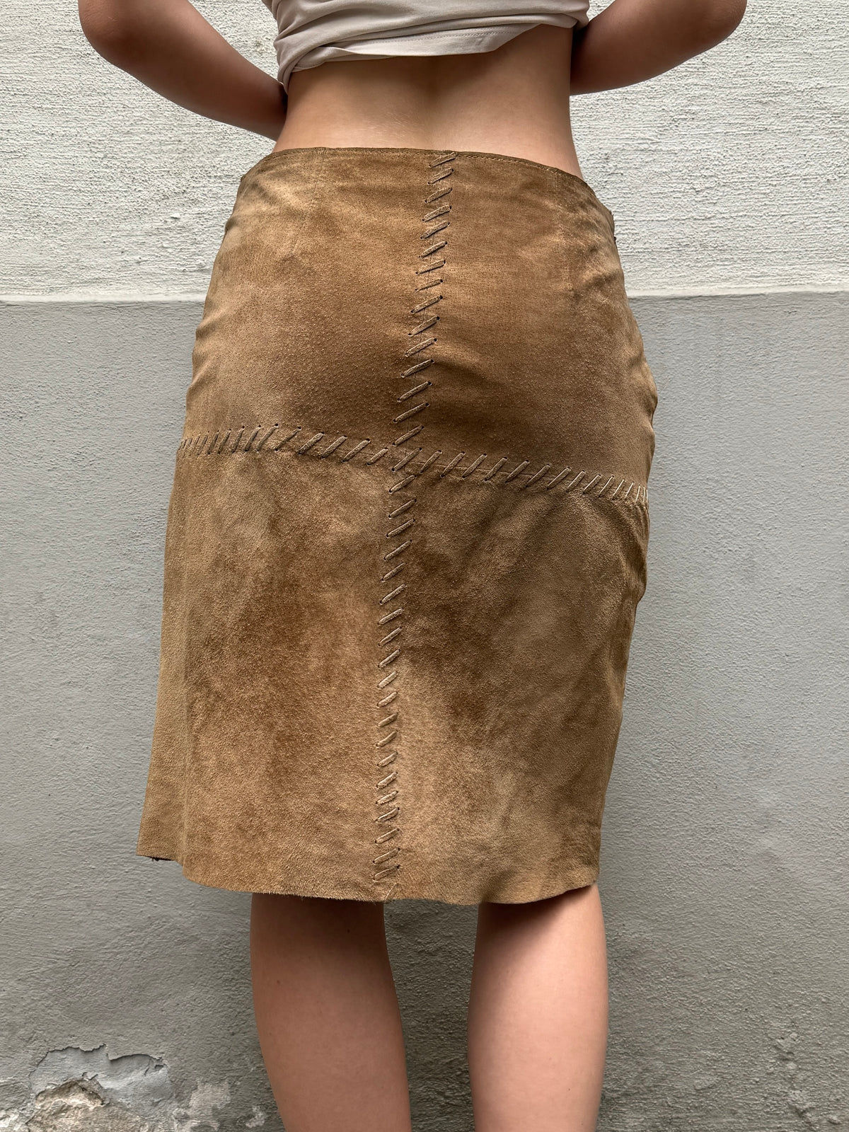 Vintage 100% Genuine Suede Skirt XS