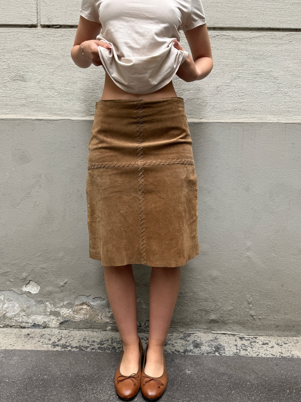 Vintage 100% Genuine Suede Skirt XS