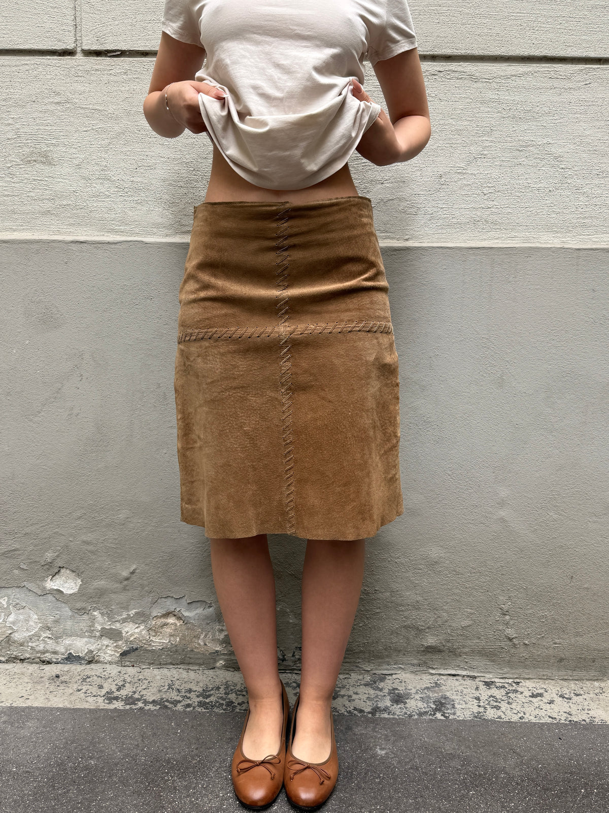Vintage 100% Genuine Suede Skirt XS