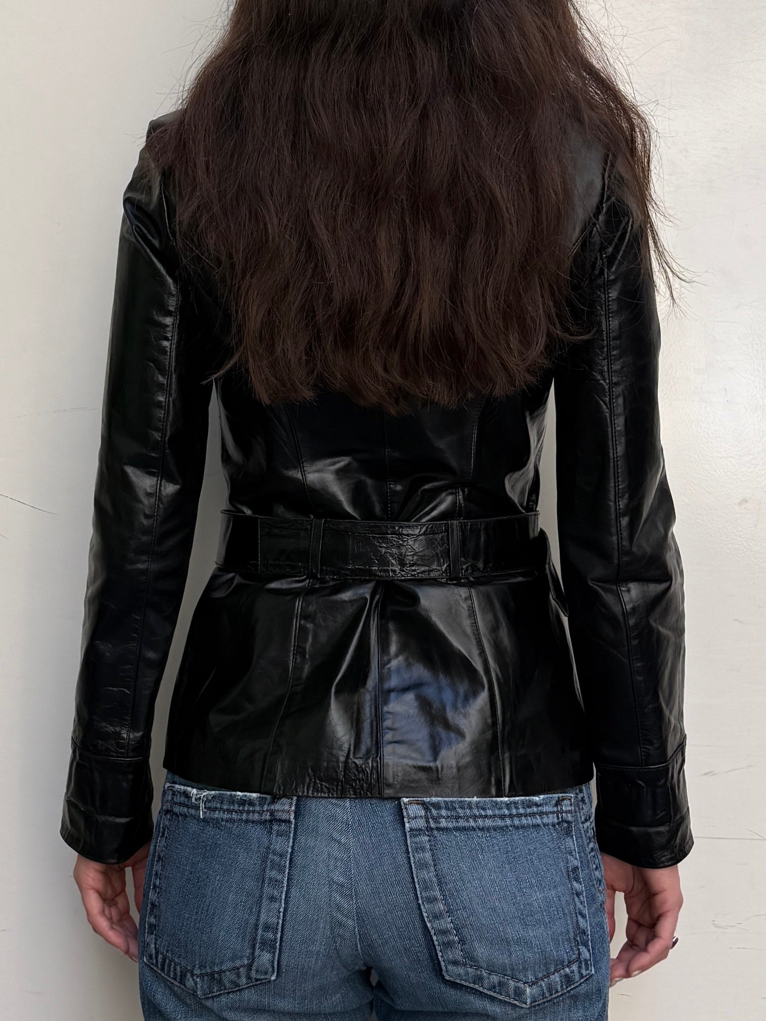 Vintage High Neck 100% Genuine Leather Black & Rose Gold Jacket XS/S