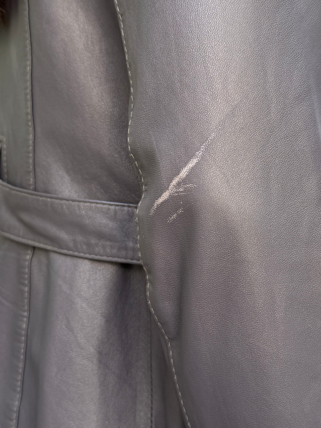 Vintage 100% Genuine Leather Gray High Neck Jacket S/M