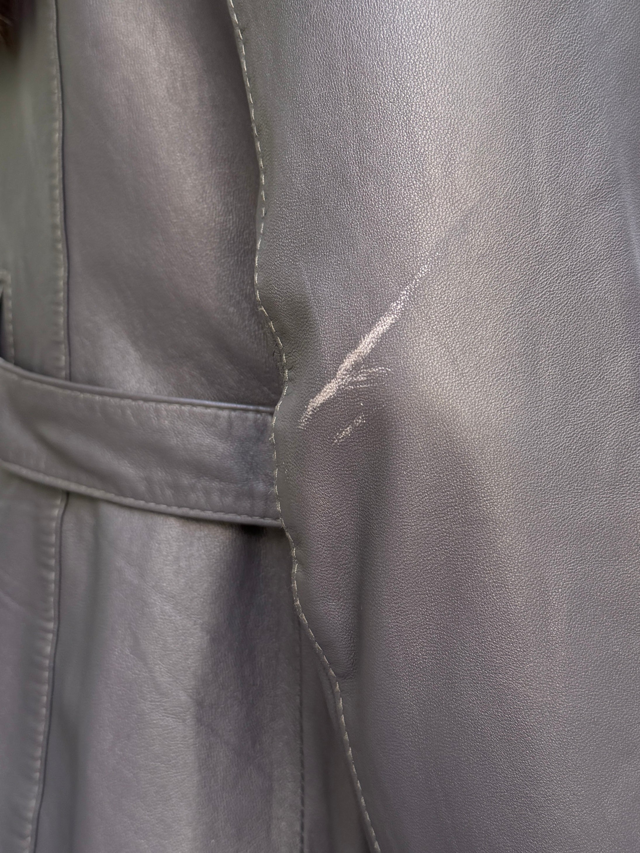 Vintage 100% Genuine Leather Gray High Neck Jacket S/M