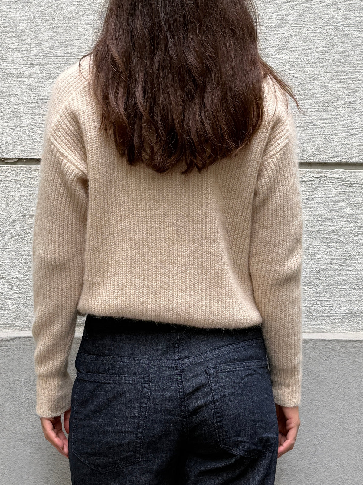 Vintage Cream Wool/Cashmere V-Neck Pullover Sweater M