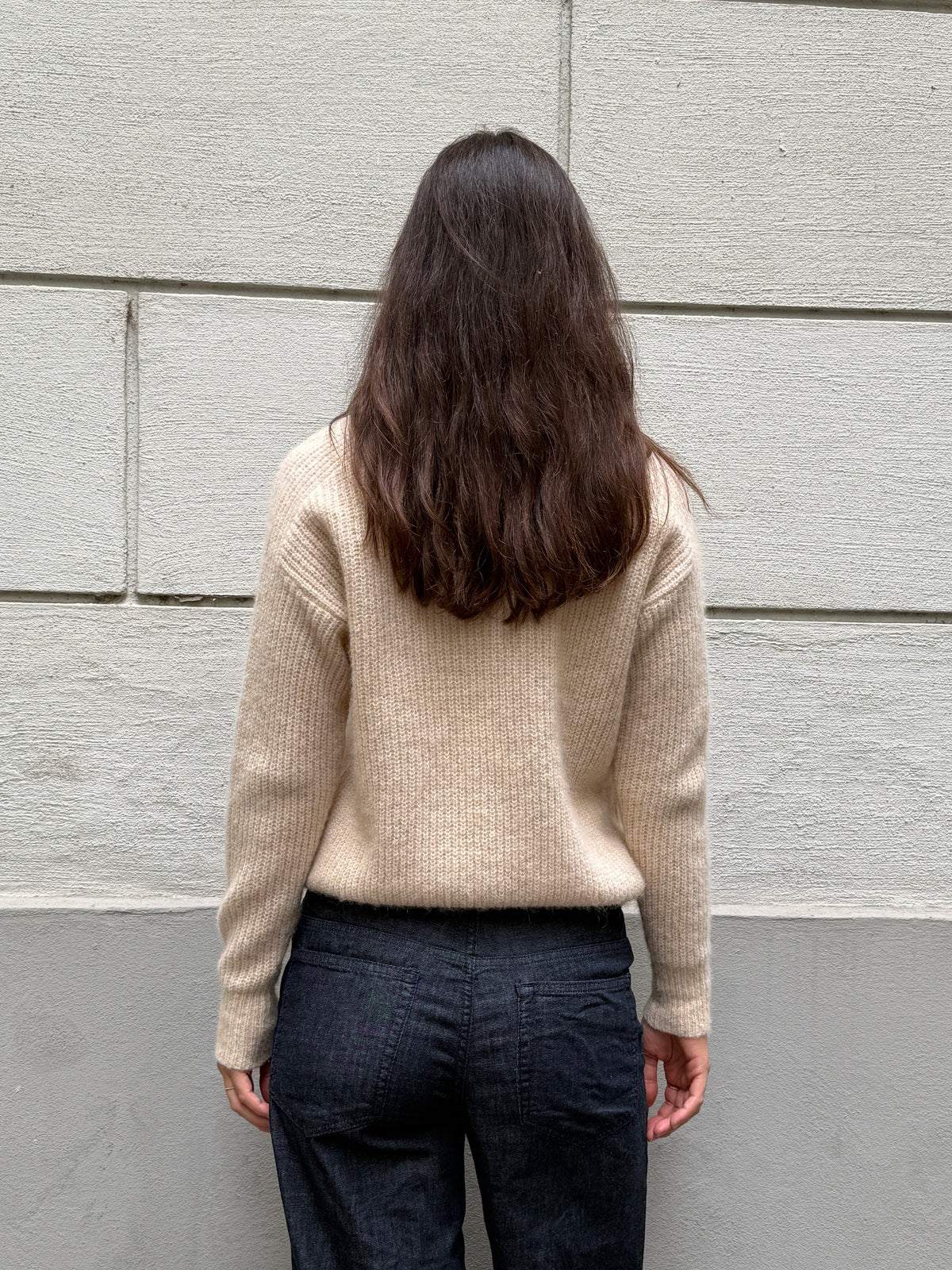 Vintage Cream Wool/Cashmere V-Neck Pullover Sweater M