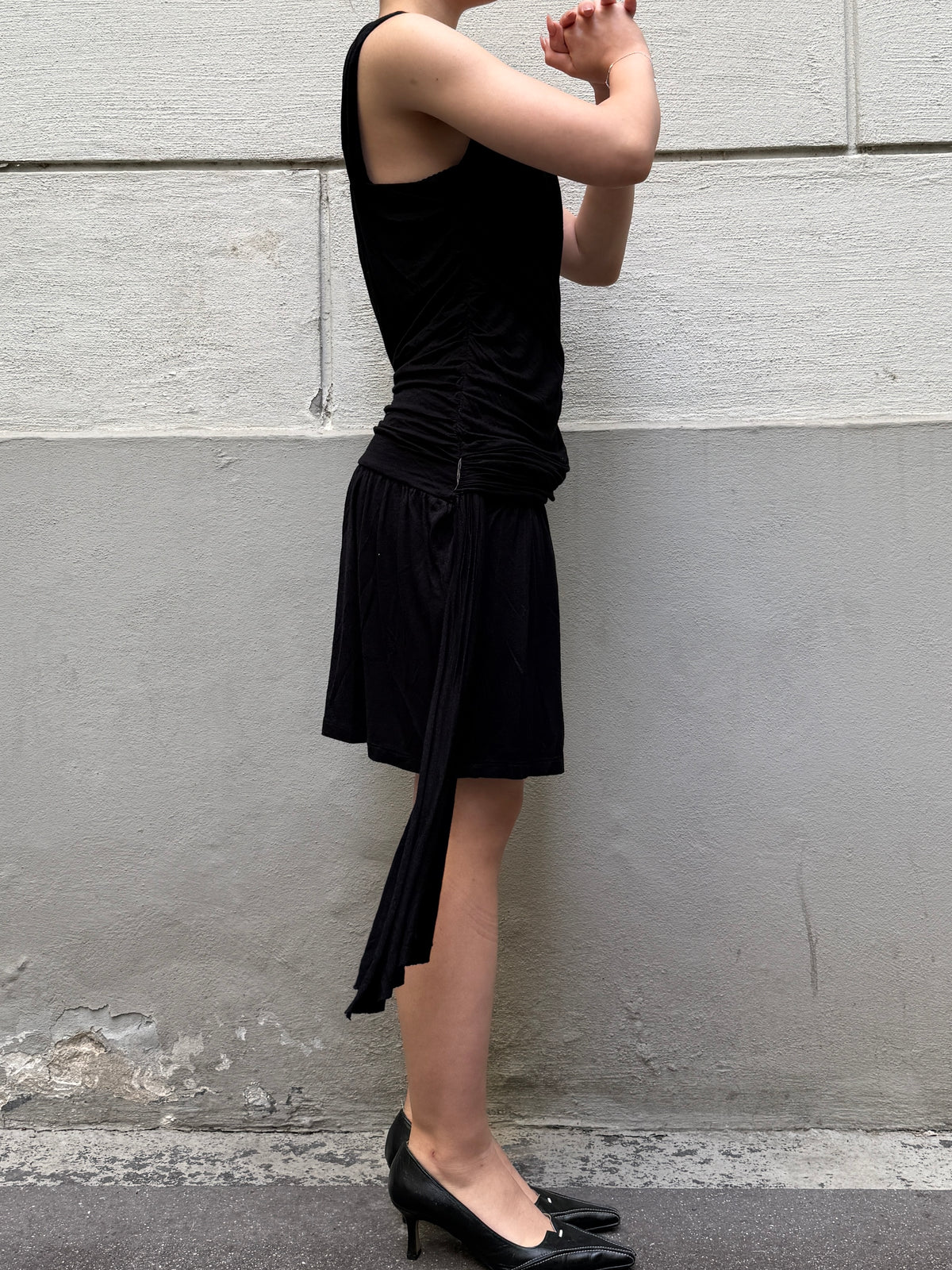 Vintage Y2K Black Viscose Mini Dress S/Petite