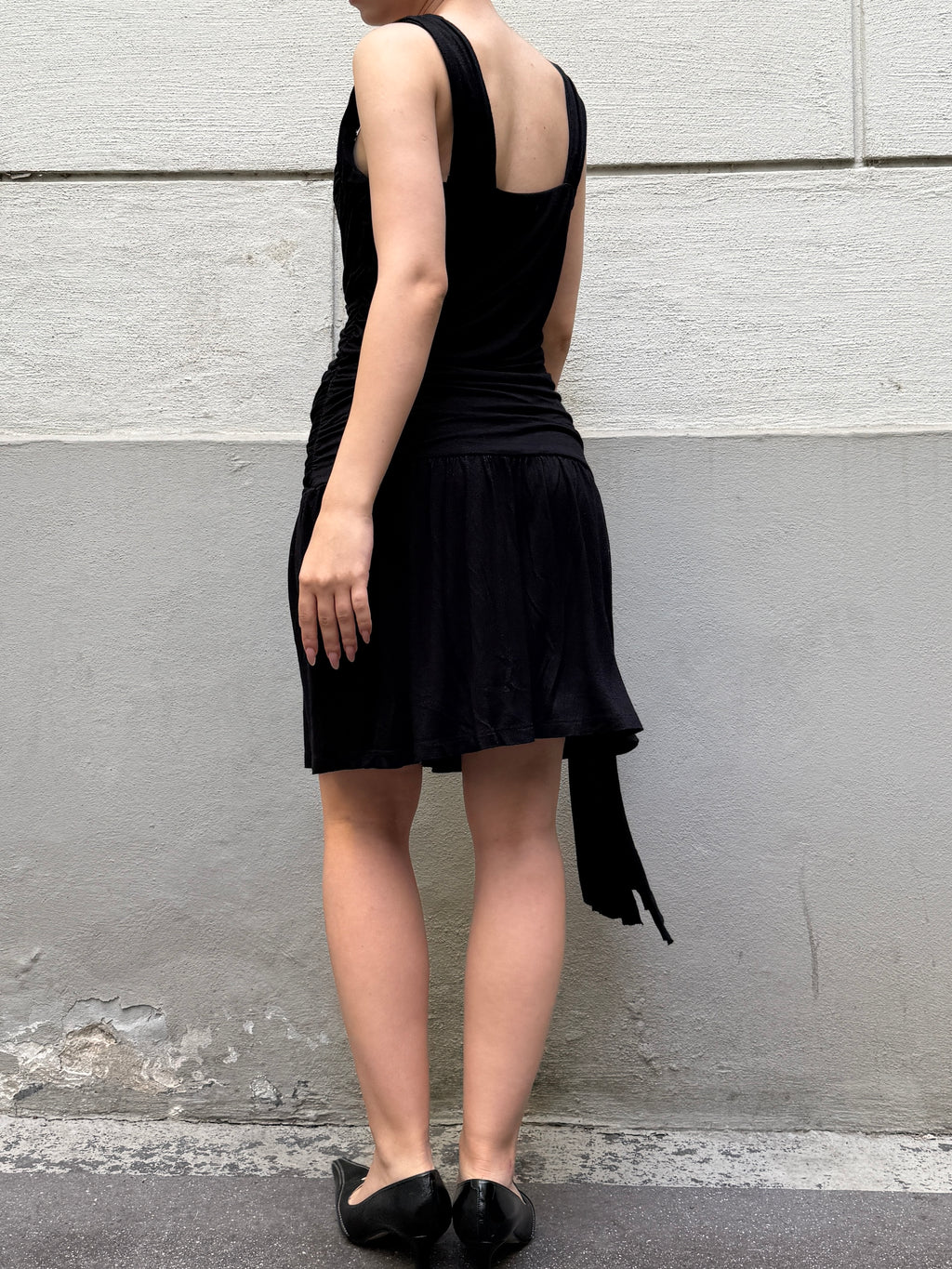 Vintage Y2K Black Viscose Mini Dress S/Petite