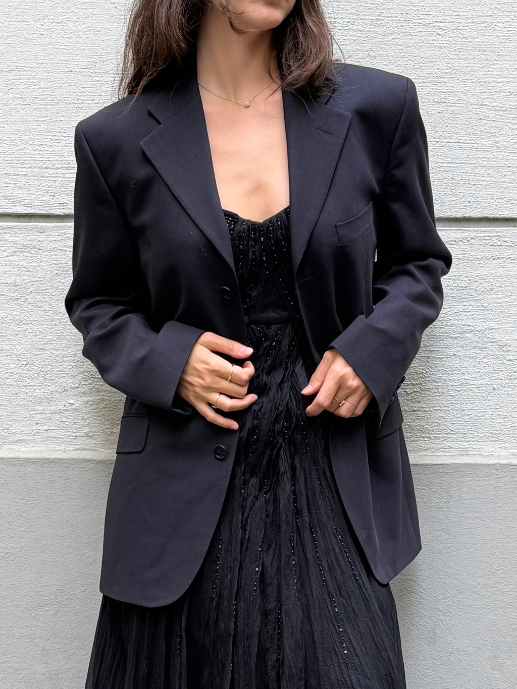 Vintage YSL Yves Saint Laurent 100% New Wool Navy Blazer M