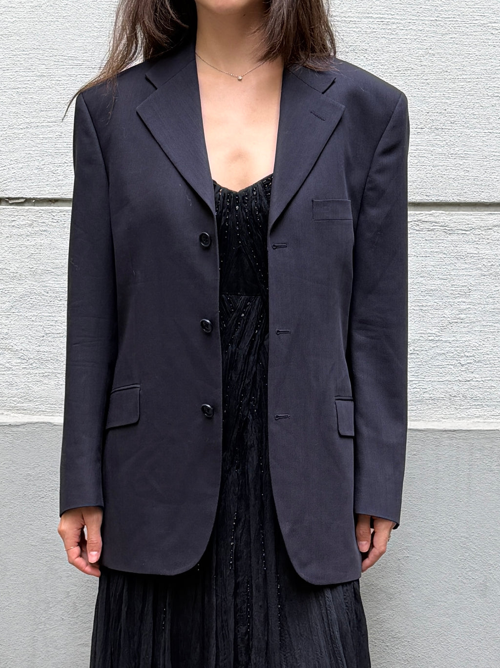 Vintage YSL Yves Saint Laurent 100% New Wool Navy Blazer M