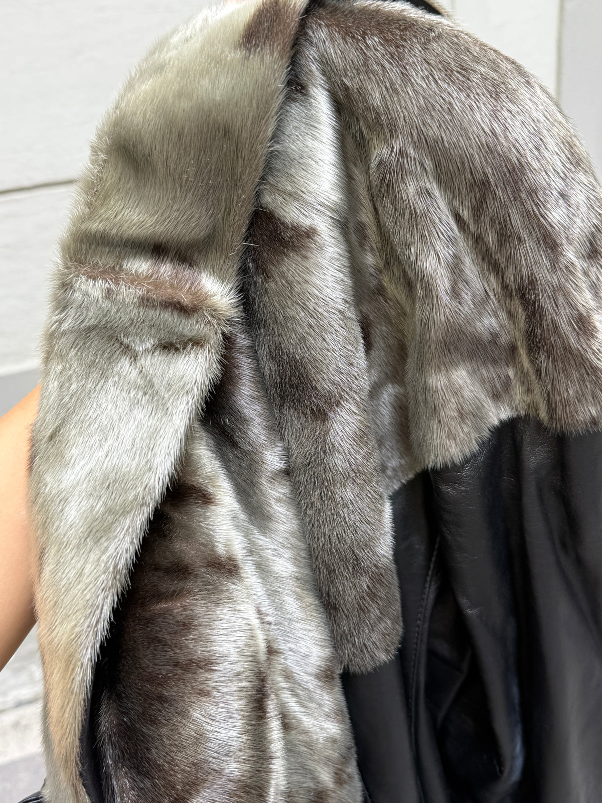 Vintage 100% Genuine Leather & Fur Maxi Coat L/XL