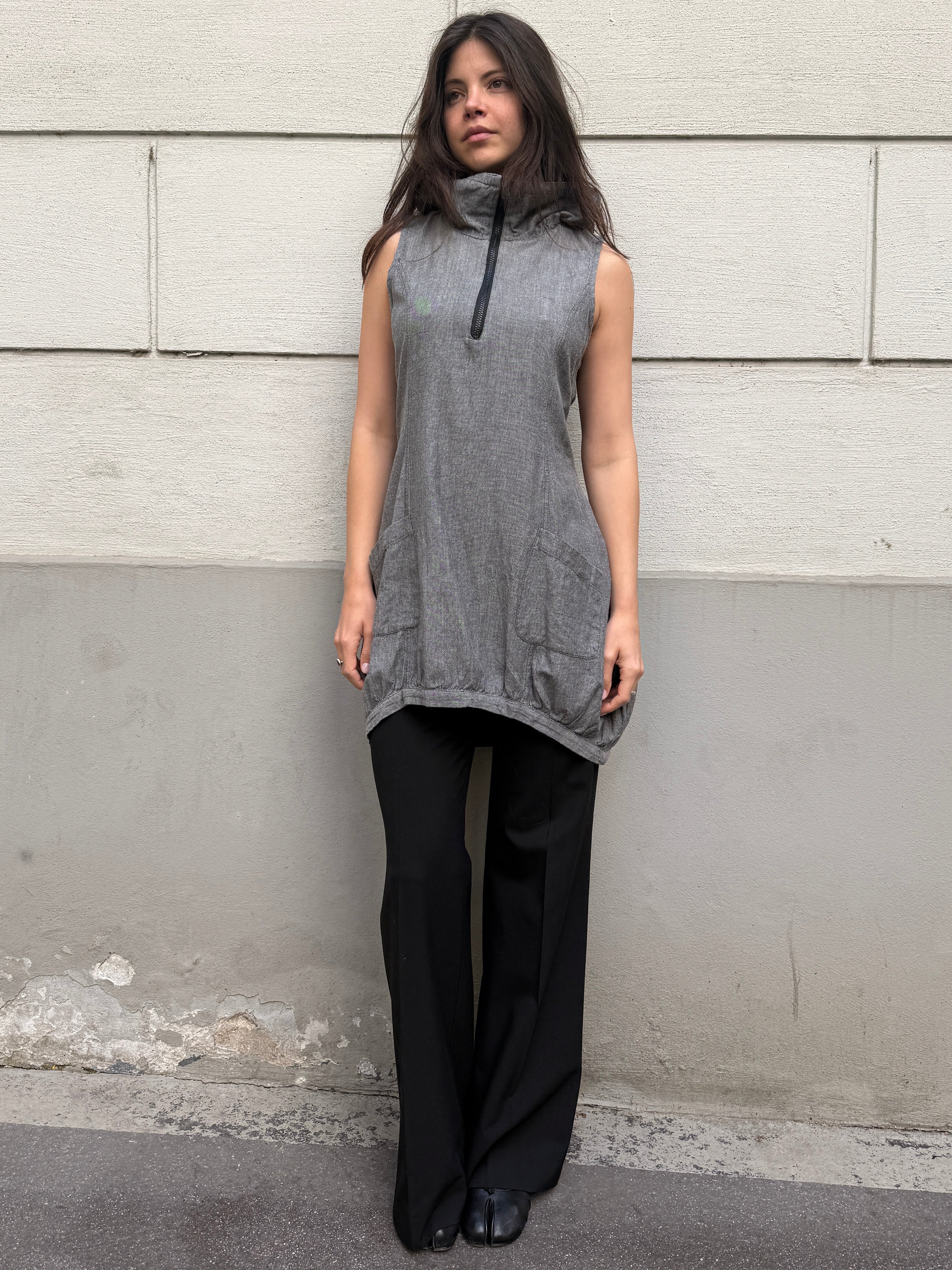 Vintage Y2K Style High Neck Bubble Tunic Top M