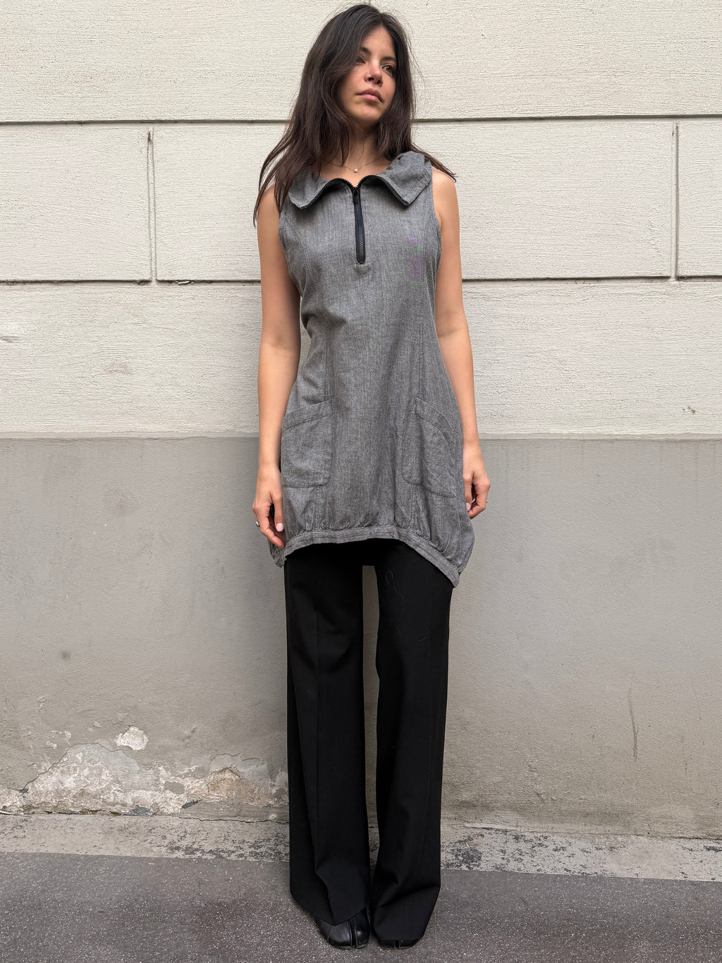 Vintage Y2K Style High Neck Bubble Tunic Top M