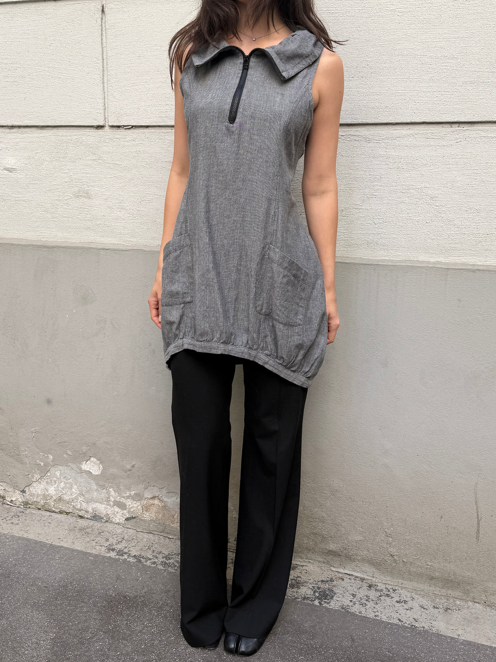 Vintage Y2K Style High Neck Bubble Tunic Top M