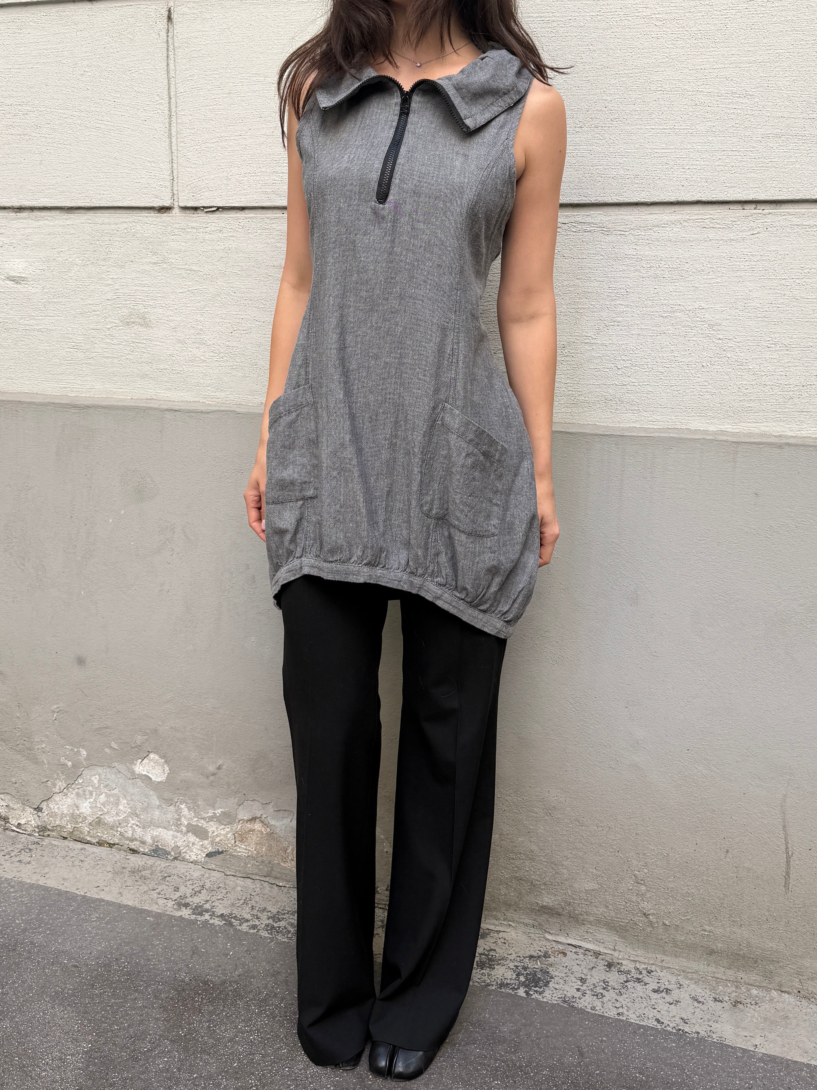 Vintage Y2K Style High Neck Bubble Tunic Top M