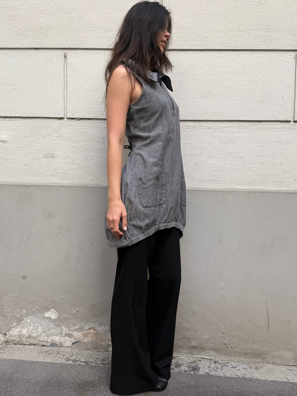 Vintage Y2K Style High Neck Bubble Tunic Top M