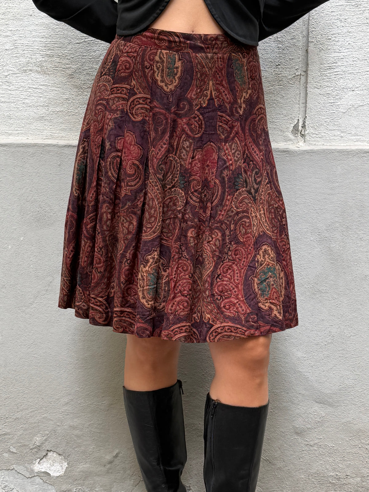 Vintage 100% Rayon Paisley Skirt S
