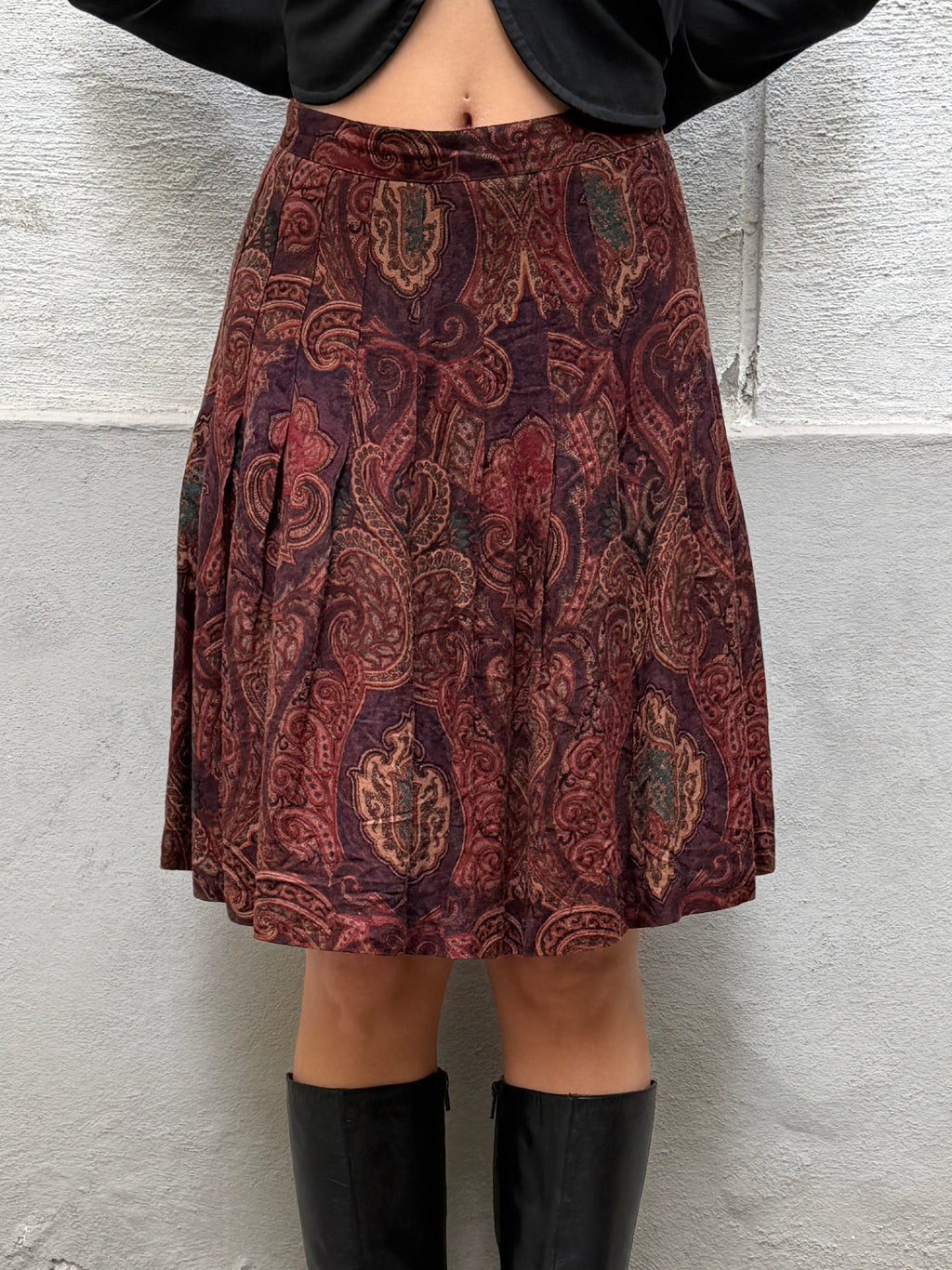 Vintage 100% Rayon Paisley Skirt S