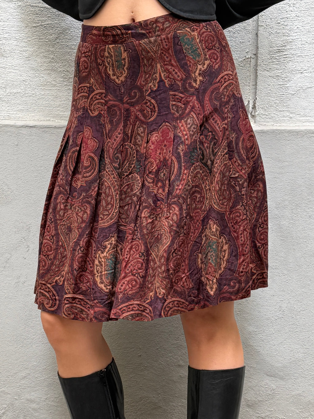 Vintage 100% Rayon Paisley Skirt S
