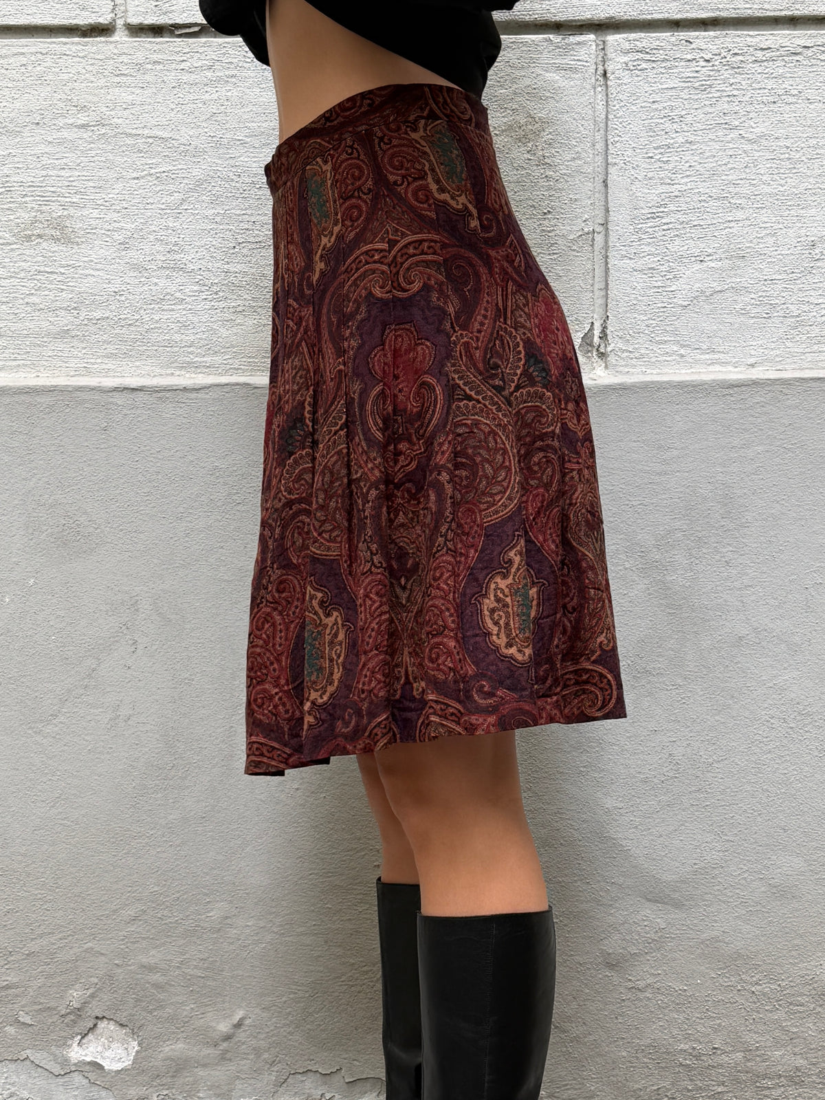 Vintage 100% Rayon Paisley Skirt S