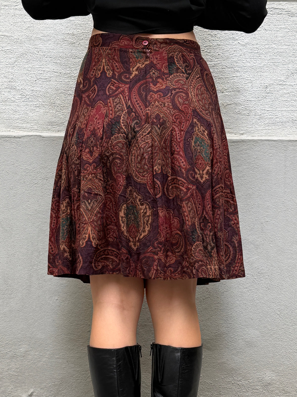 Vintage 100% Rayon Paisley Skirt S