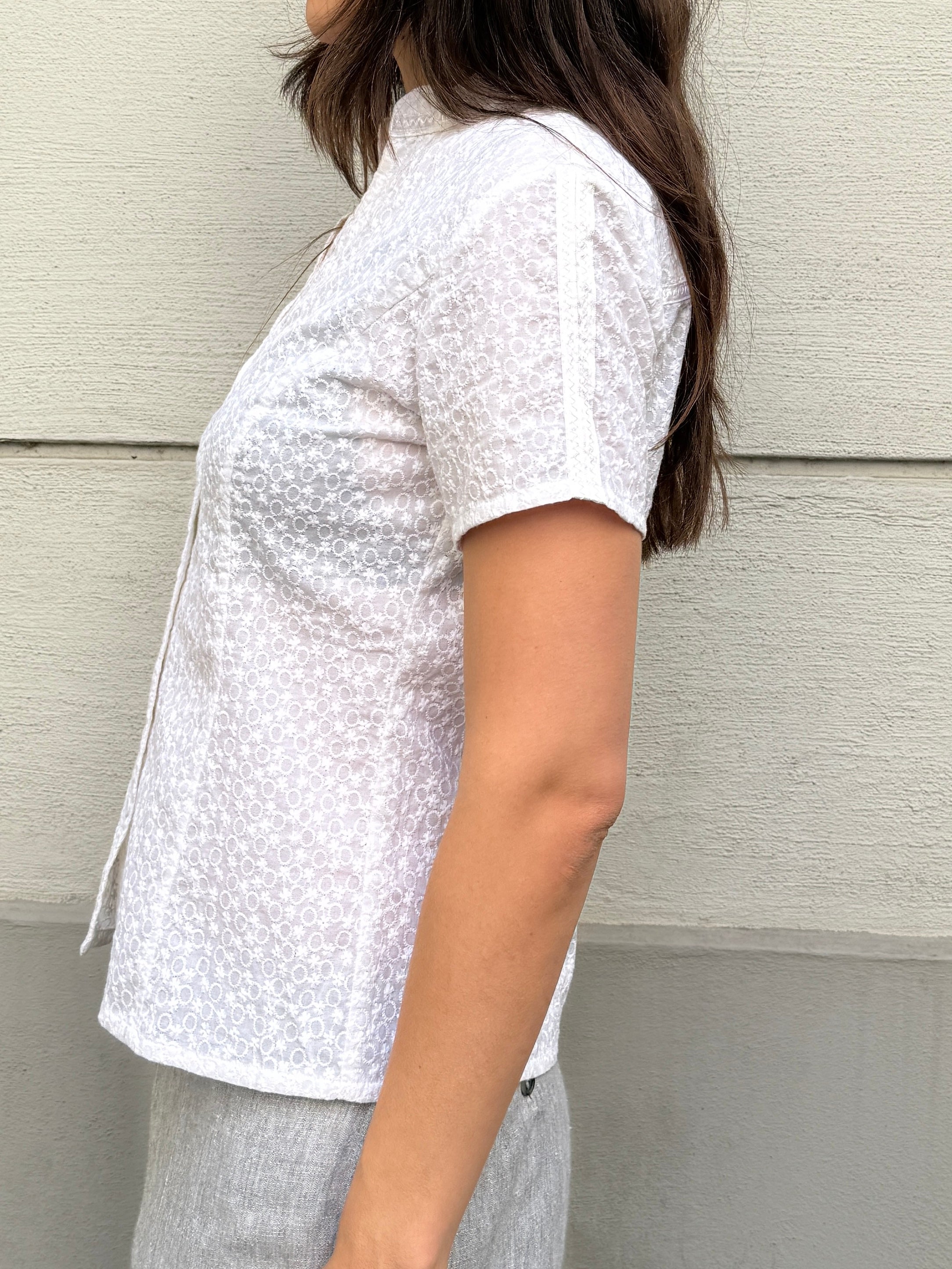 Vintage 100% Cotton Eyelet Embroidered Top S